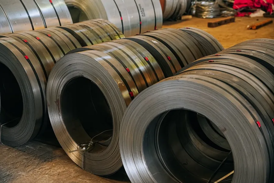 Galvanized steel coils on the HST Steels GP Z & C purlin manufacturing line